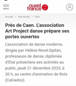 Ouest-France 18/12/2023 article à propos d'Art Project